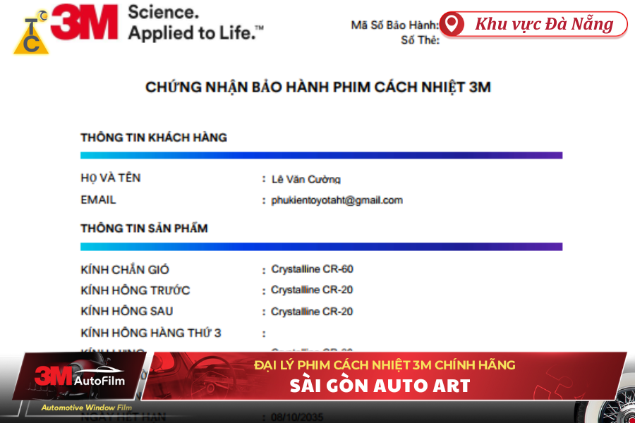 Phiếu bảo hành của thương hiệu 3M