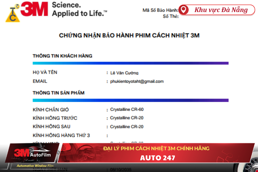 Phiếu bảo hành của thương hiệu 3M