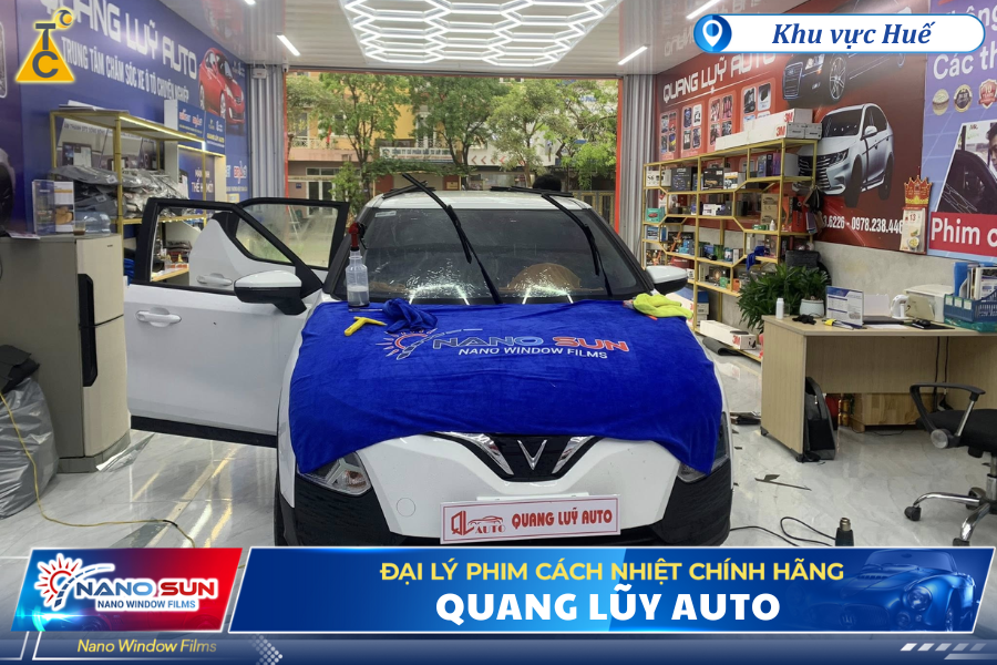 Dán phim cách nhiệt Nano Sun Premium cho kính lái xe VF5 tại Quang Lũy Auto