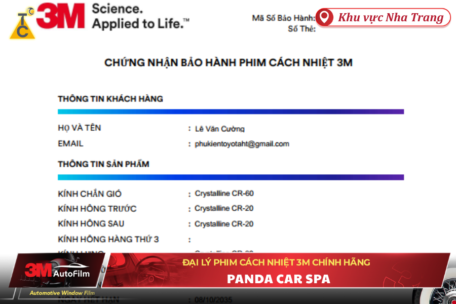 Phiếu bảo hành của thương hiệu 3M