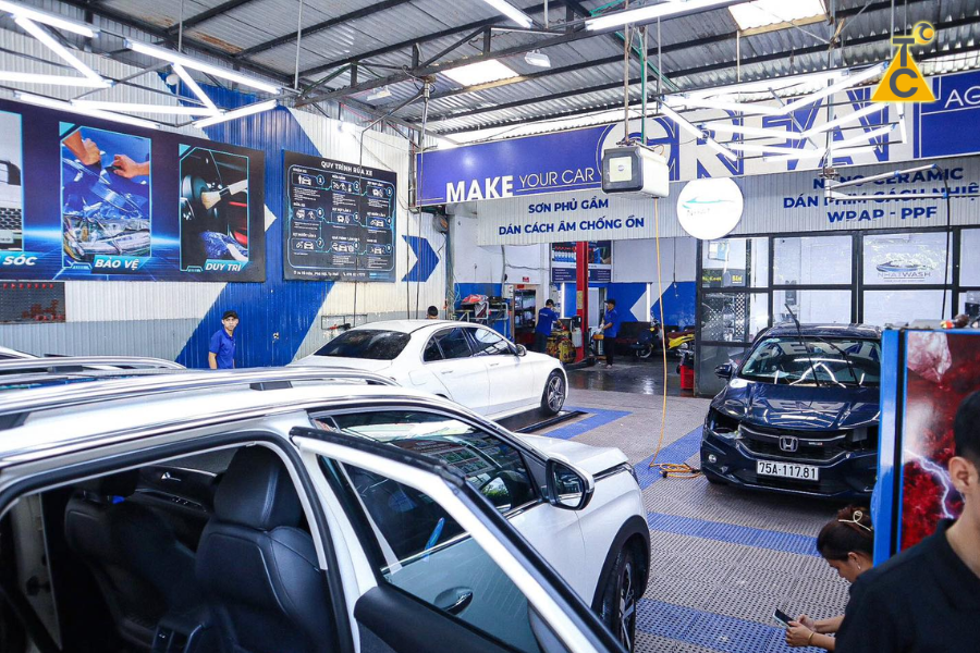 Không gian chăm sóc xe hiện đại, thoải mái