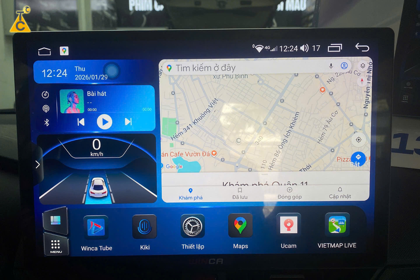 giao diện trang chủ màn hình winca s300 13 inch 2k dts lắp toyota veloz cross