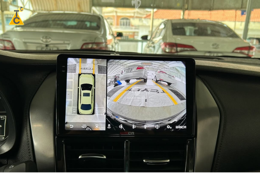 Màn hình Winca S300 Pro hiển thị camera 360 độ sắc nét trên xe Toyota Vios