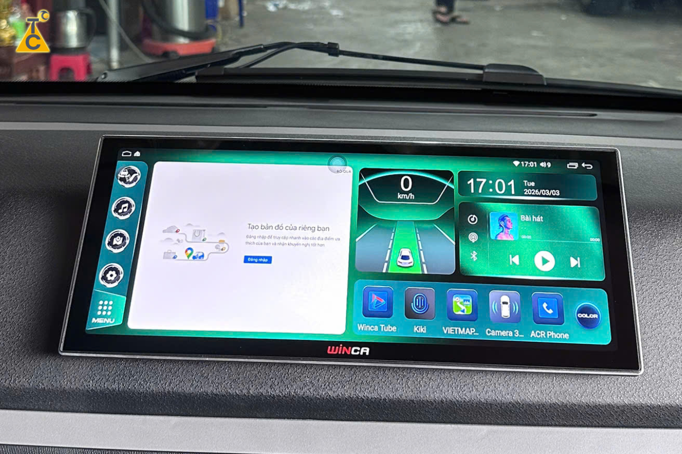 giao diện trang chủ winca s300 pro 360 12.3 inch minio green